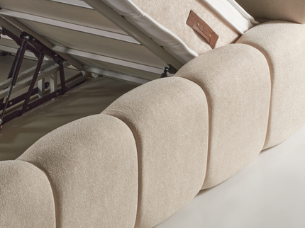 Boxspring Ostuni in beige, detail van opbergmechanisme