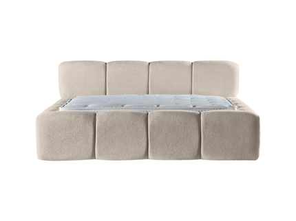 Boxspring Ostuni met opbergruimte in beige, vooraanzicht