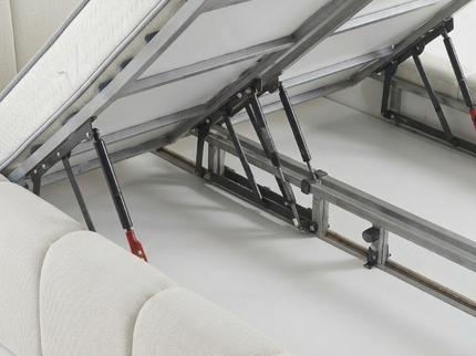 Boxspring Palermo opbergruimte, lattenbodem met gasveren omhooggeklapt
