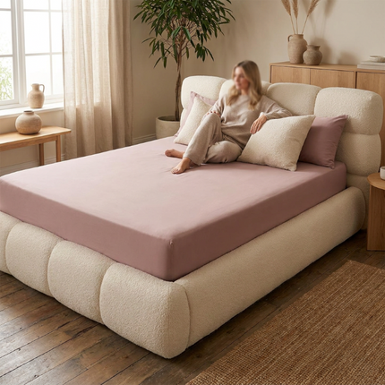 Hoeslaken Katoen - Oud Roze