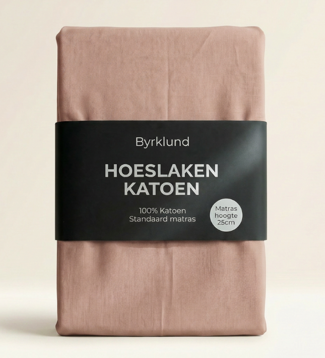 Hoeslaken Katoen - Oud Roze