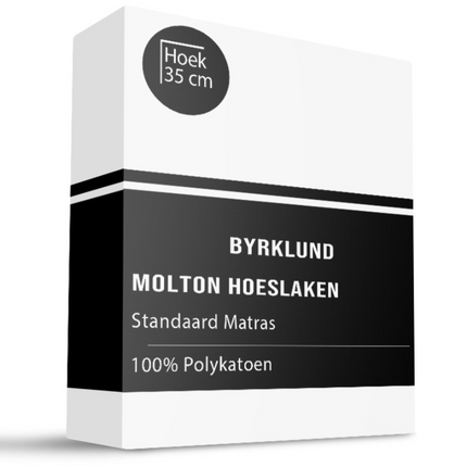 Byrklund Molton Hoeslaken - Polyester Katoen -  Wit
