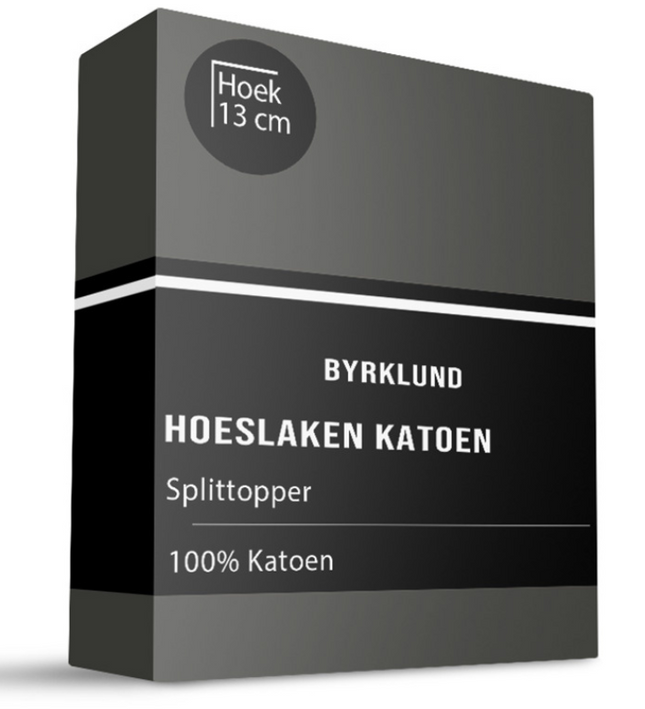 Byrklund Splittoper Hoeslaken - Katoen - Antraciet