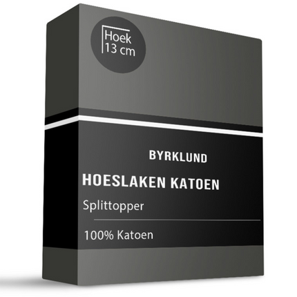Byrklund Splittoper Hoeslaken - Katoen - Antraciet