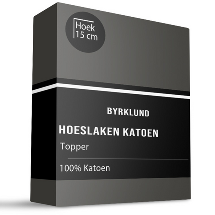 Byrklund Topper Hoeslaken - Katoen - Antraciet