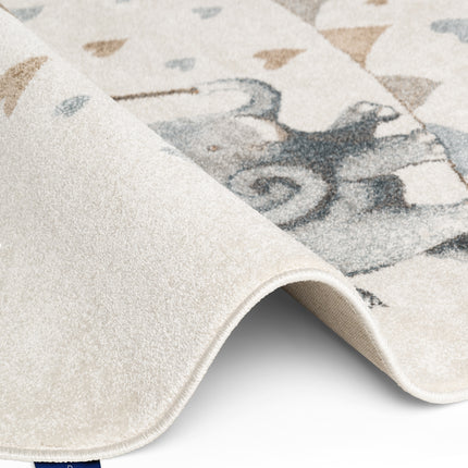 Vloerkleed Walk like an Elephant Rainy Rond - Creme, veelkleurig