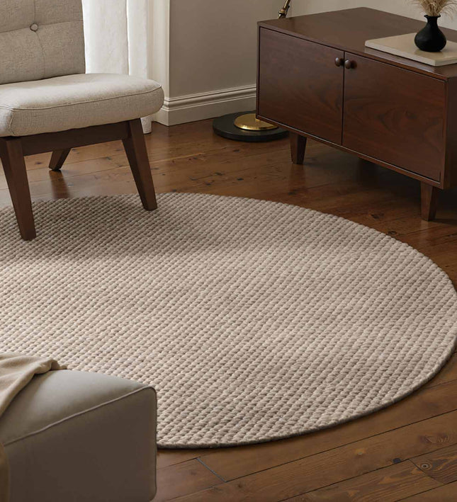 Vloerkleed Beans Rond - Natuur/Beige