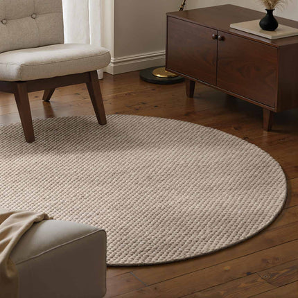Vloerkleed Beans Rond - Natuur/Beige