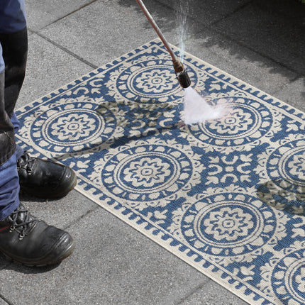 Vloerkleed Jardin  - blauw creme