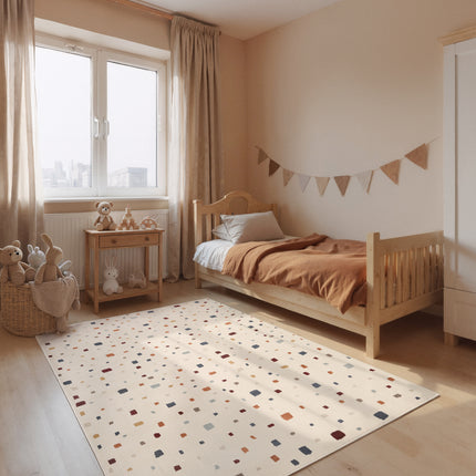 Vloerkleed Funny Squares Rechthoekig - Creme Multicolor