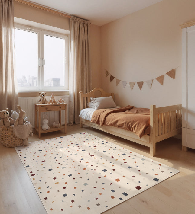 Vloerkleed Funny Squares Rechthoekig - Creme Multicolor