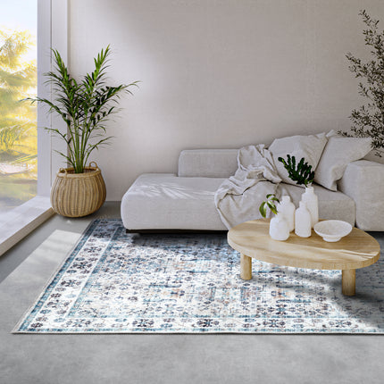 Vloerkleed Saveh Rechthoekig - Crème/Blauw