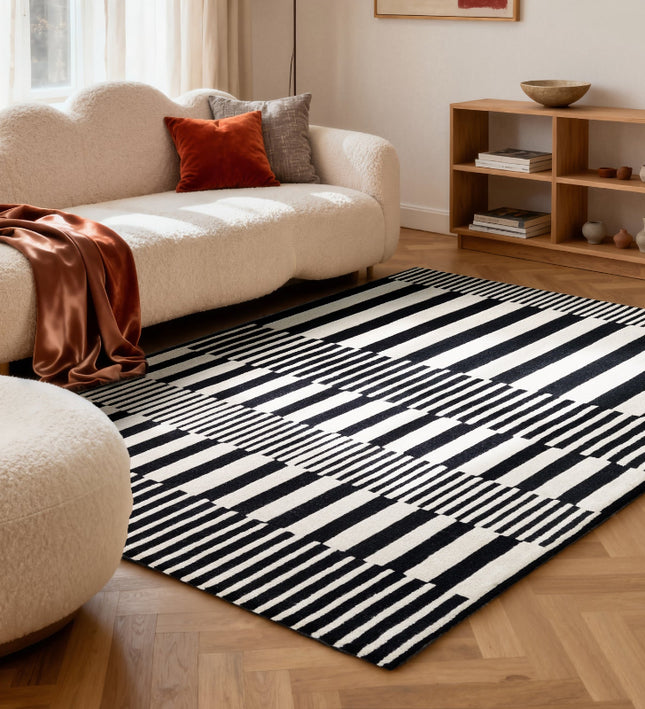 Vloerkleed Pulse Rechthoekig - Zwart/Wit