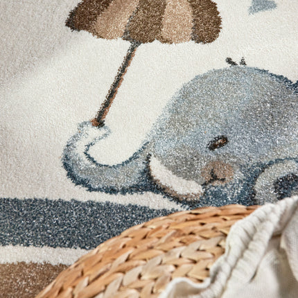 Vloerkleed Walk like an Elephant Rainy Party Rechthoekig - Creme, veelkleurig