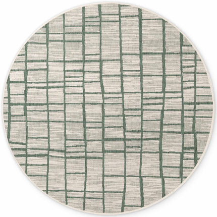 Vloerkleed Crouch Rond - Groen Wit