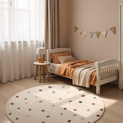 Vloerkleed Funny Dots Rond - creme, veelkleurig