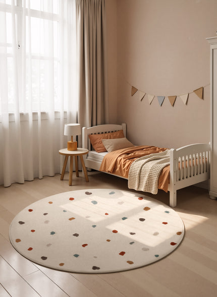 Vloerkleed Funny Dots Rond - creme, veelkleurig