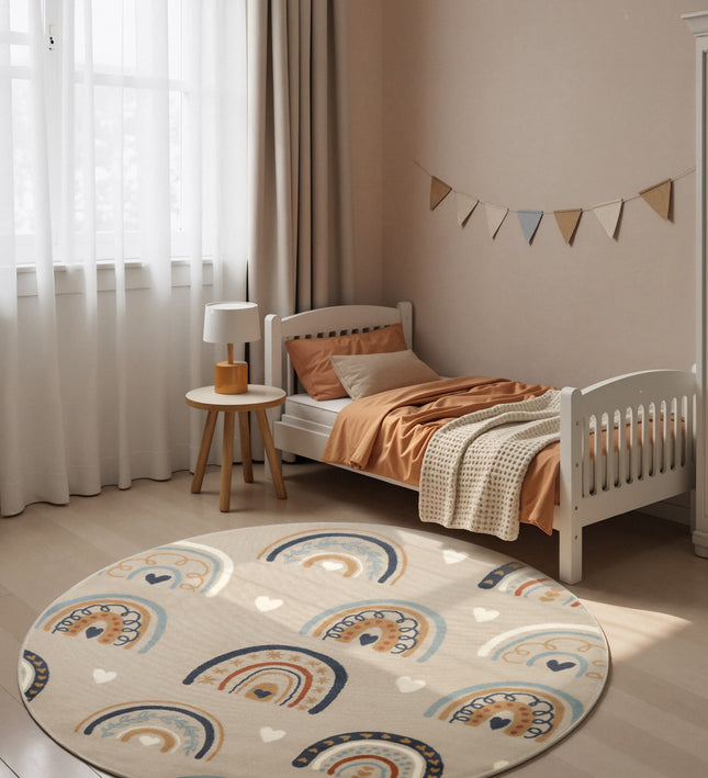 Vloerkleed Bowie Rond - Beige Multicolor