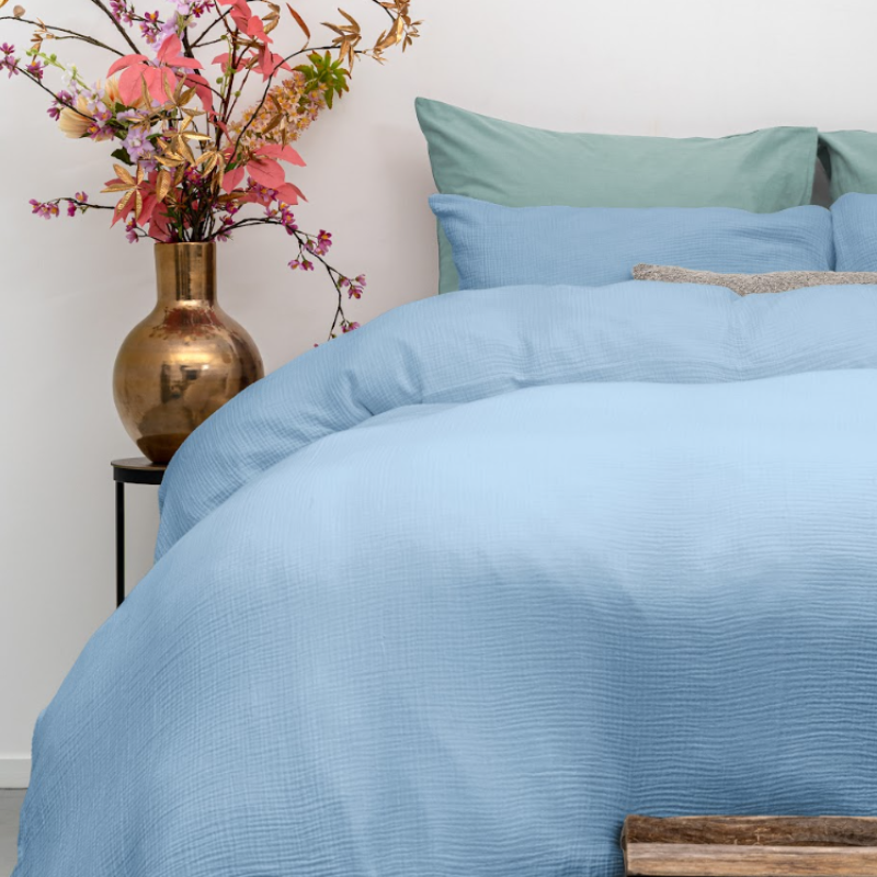douceur d'intérieur, Dekbedovertrek voor tweepersoonsbed, 240 x 220 cm, blauw, 100% katoen, perkal, perkaline douceur d'intérieur, Dekbedovertrek voor tweepersoonsbed, 240 x 220 cm, blauw, 100% katoen, perkal, perkaline