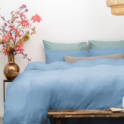 Dreamhouse Dekbedovertrek Percale-Katoen - Mousseline - Blauw
