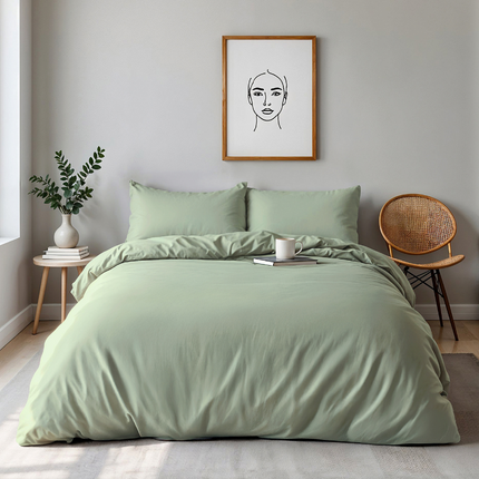 Dreamhouse Dekbedovertrek Percale Katoen Uni - Jade Groen