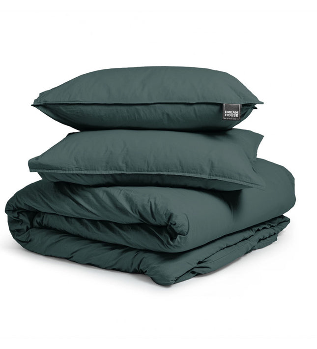 Dreamhouse Dekbedovertrek Stone Washed - Donker Groen - 140x200/220