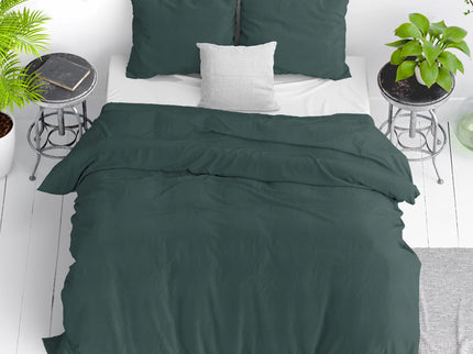 Dreamhouse Dekbedovertrek Stone Washed - Donker Groen - 140x200/220