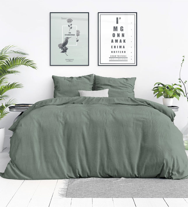 Dreamhouse Dekbedovertrek Stone Washed - Groen