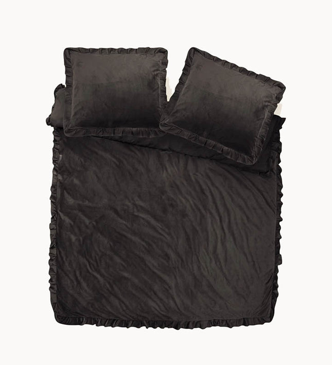 Dreamhouse Dekbedovertrek Velvet Ruffles  - Zwart