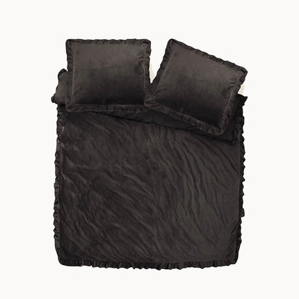 Dreamhouse Dekbedovertrek Velvet Ruffles  - Zwart