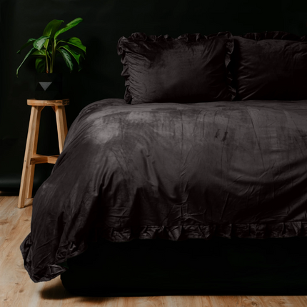 Dreamhouse Dekbedovertrek Velvet Ruffles  - Zwart