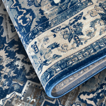 Vloerkleed Jehanne Rechthoekig - blauw creme