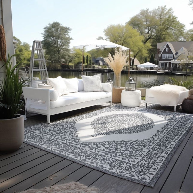 Elle Decoration Dubbelzijdig Buitenkleed Meekly - Wit/Grijs