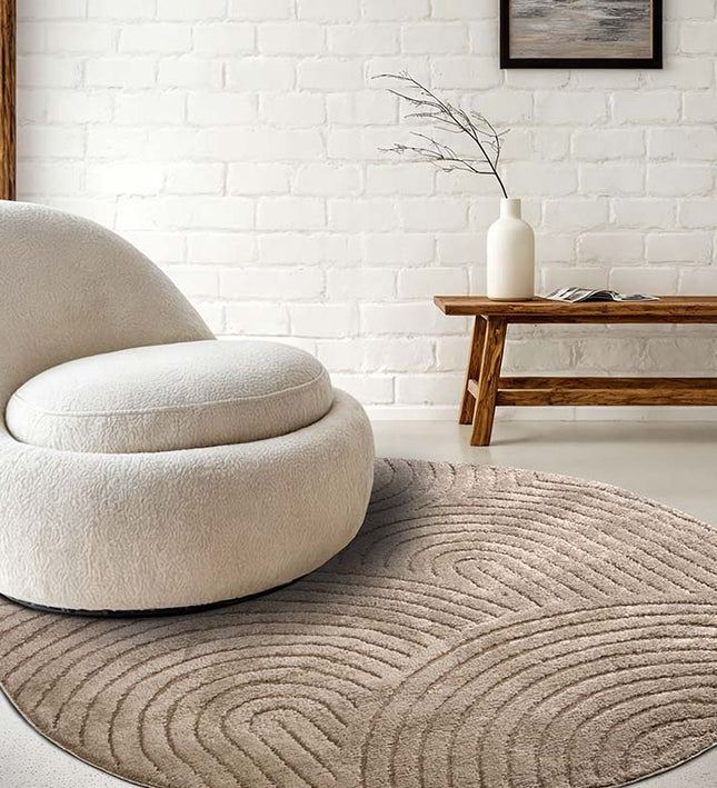 Elle Decoration Vloerkleed Elle Decoration - New York Rond - Taupe