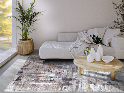 Elle Decoration Vloerkleed Malard - Antraciet/goud