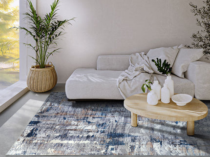 Elle Decoration Vloerkleed Malard - Donkerblauw/beige