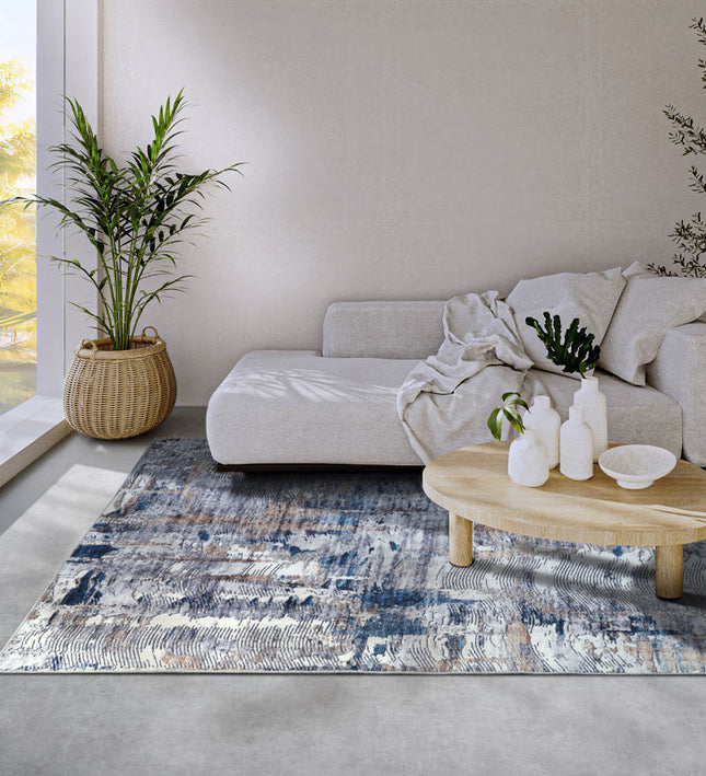 Elle Decoration Vloerkleed Malard - Donkerblauw/beige