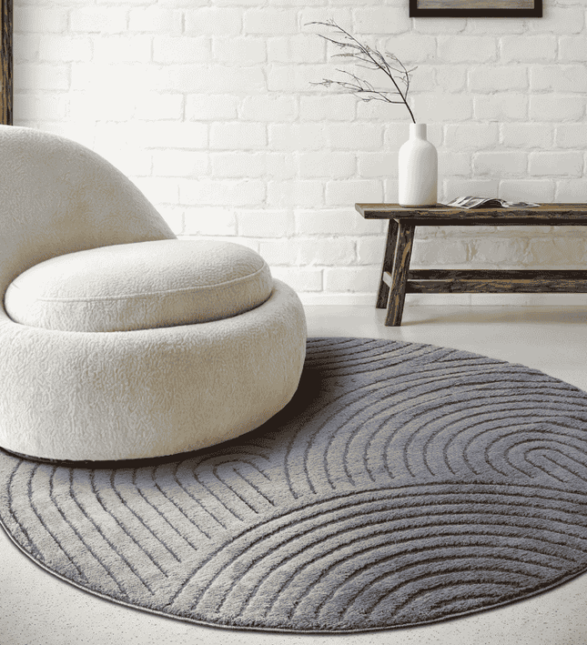 Elle Decoration Vloerkleed Panglao Rond - Antraciet