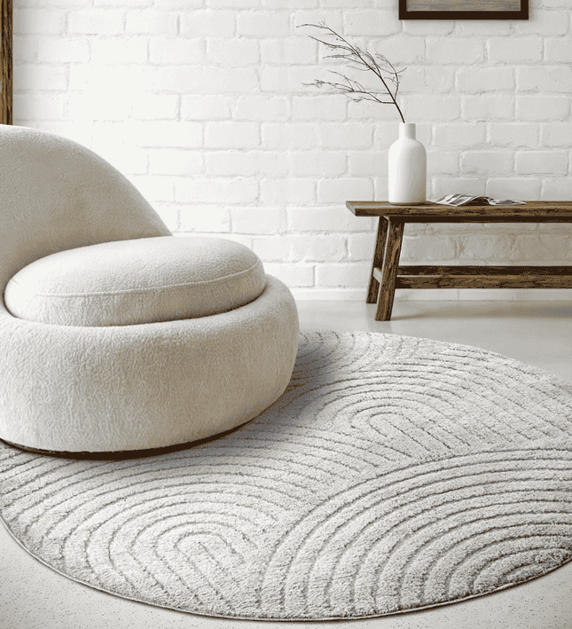 Elle Decoration Vloerkleed Panglao Rond - Lichtgrijs