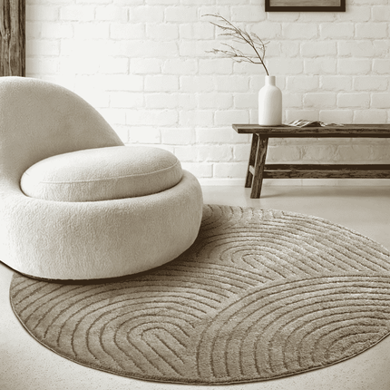 Elle Decoration Vloerkleed Panglao Rond - Taupe