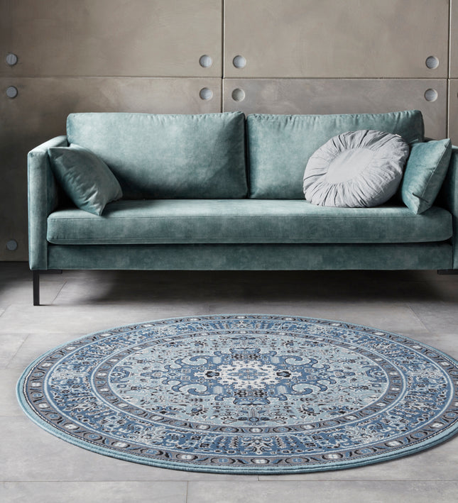 Vloerkleed Skazar Isfahan Rond - hemelsblauw