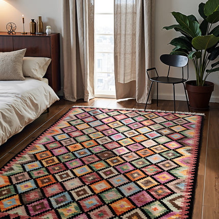 Vloerkleed Zara Rechthoekig - Zwart Multicolor
