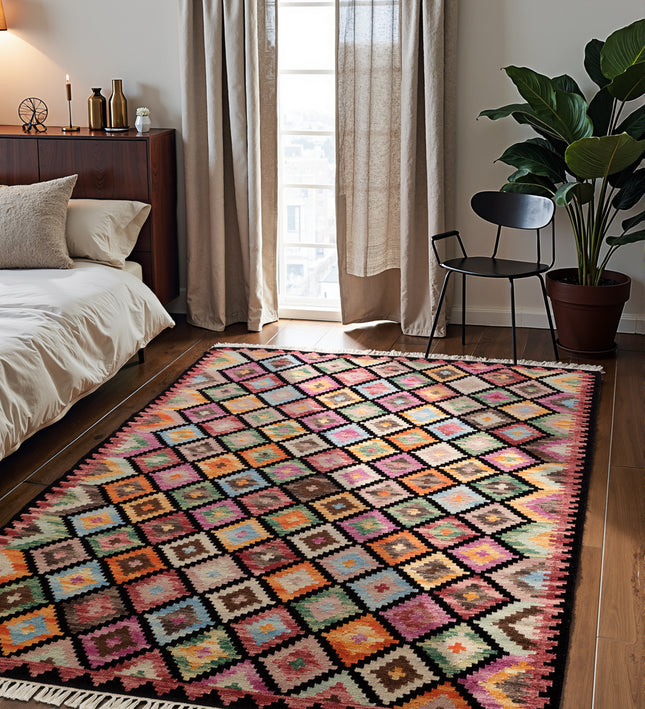 Vloerkleed Zara Rechthoekig - Zwart Multicolor