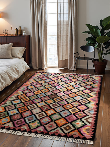 Vloerkleed Zara Rechthoekig - Zwart Multicolor