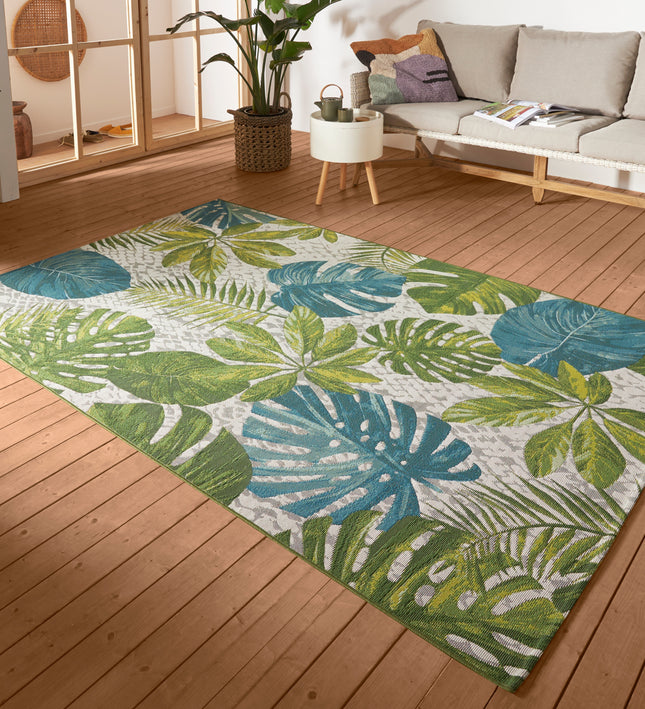 Vloerkleed Tropical Leaves Rechthoekig - Turkooisgroen
