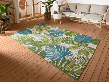 Vloerkleed Tropical Leaves Rechthoekig - Turkooisgroen