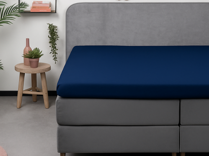 Topper Hoeslaken - Katoen Flanel - Navy