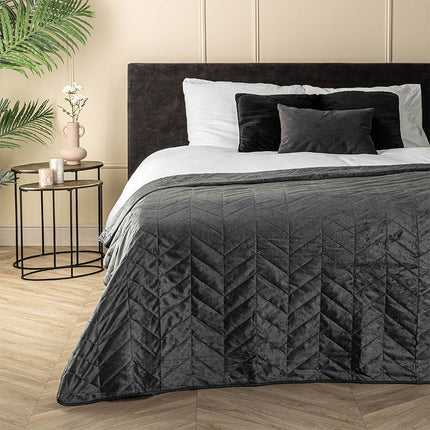 Fresh and Co Bedsprei Velvet Prisma - Antraciet