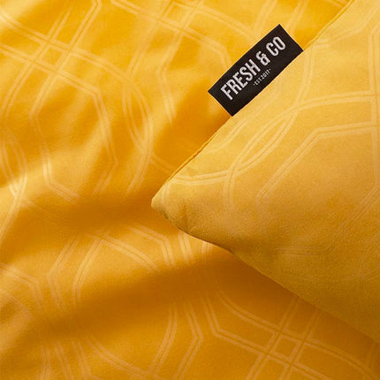 Fresh and Co Dekbedovertrek Embossed Art Deco - Okergeel