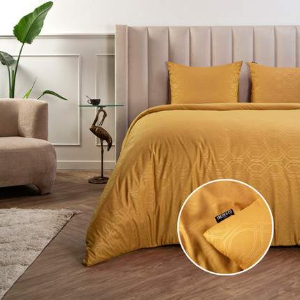 Fresh and Co Dekbedovertrek Embossed Art Deco - Okergeel